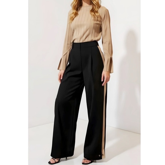 Favorite Daughter Pants - FAVORITE DAUGHTER Margaret Wide Leg Pants, Black/Beige, 0 (US)
